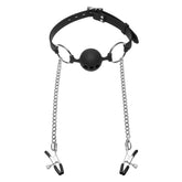 HINDER - Breathable Ball Gag + Nipple Clamps
